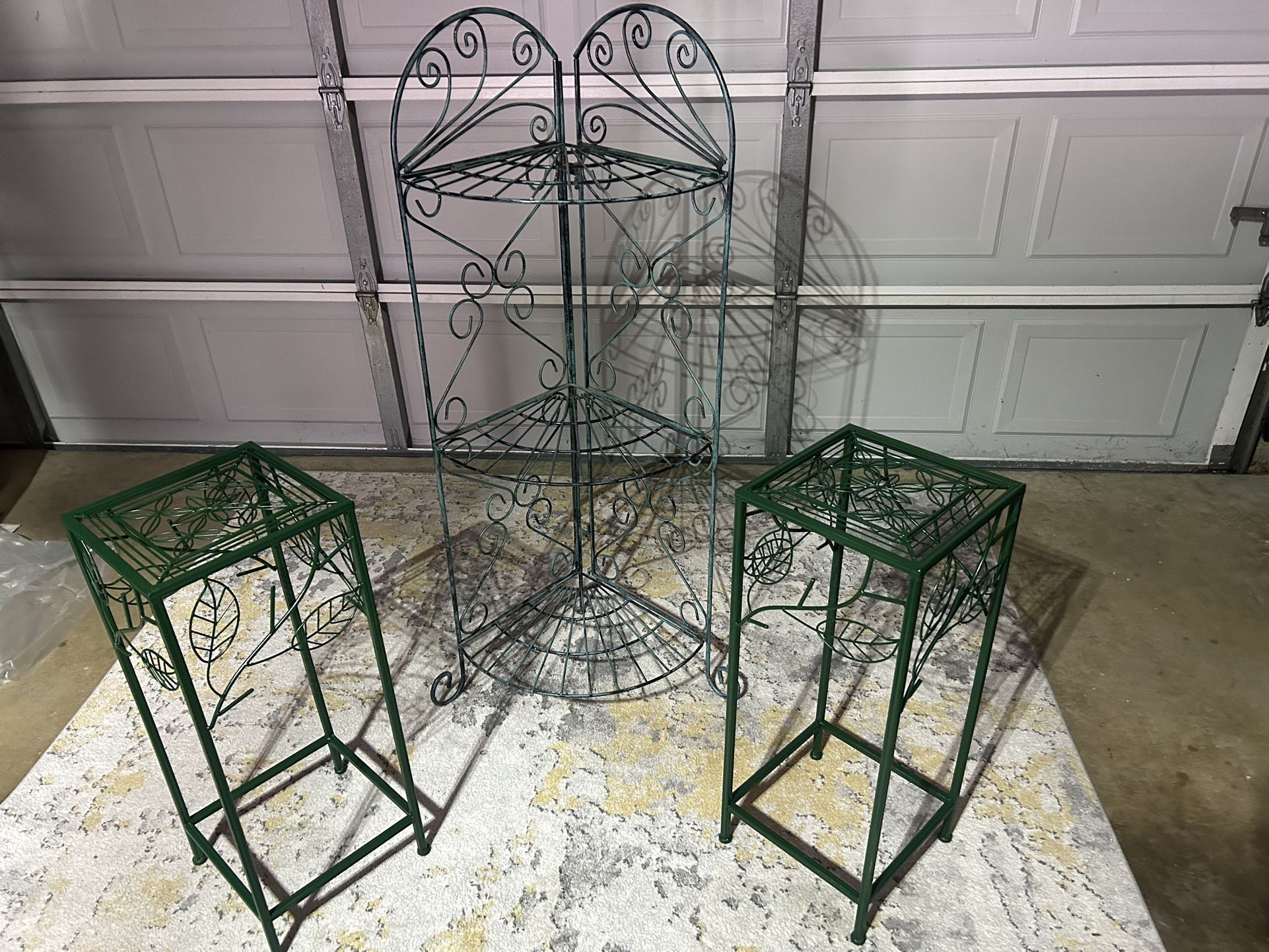 3- Metal Plant Stands. Tall One Is A Corner Piece