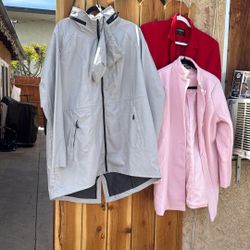 Grey  32 Cool Brand Size Xl Pink Coat Size Large $5 Red Coat Size large $5 