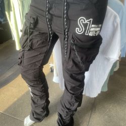 Men’s Black Stacked Joggers 
