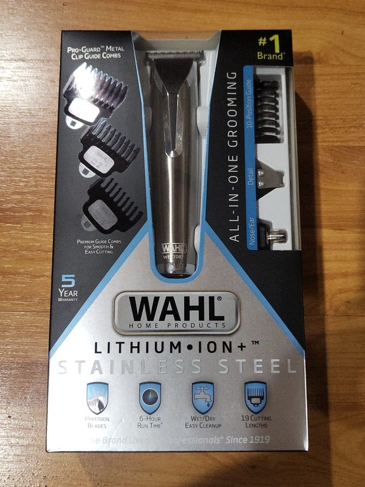 WAHL Lithium Ion+ Stainless Steel All-In-One Grooming w/ 9 Guide Combs New