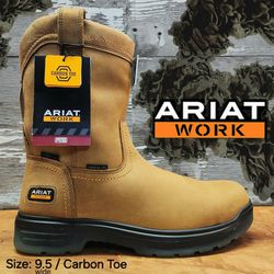 New ARIAT Men's Turbo Pull-On Waterproof Carbon Toe Work Boots Botas Size: 9.5 wide