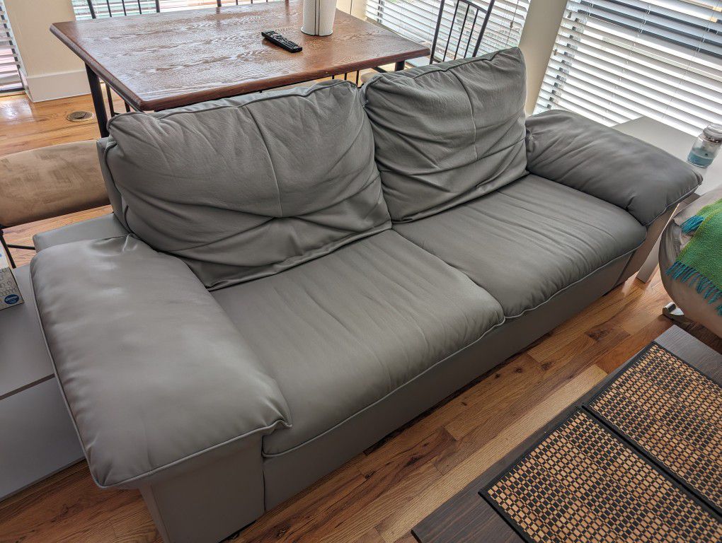 Sofa couch gray leather - Ikea Dagstorp – 3 seats