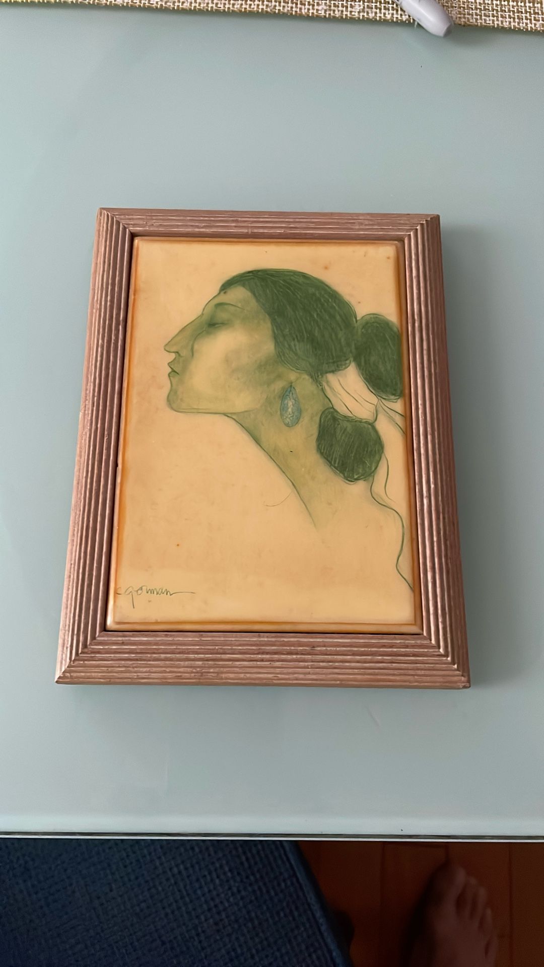RC Gorman Painting On Porcelain Tile Nicely Framed