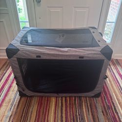 NEW Portable 36" 3-Door Grey Foldable Dog Soft Crate - Light Pet Travel Kennel, Carrier, Playpen