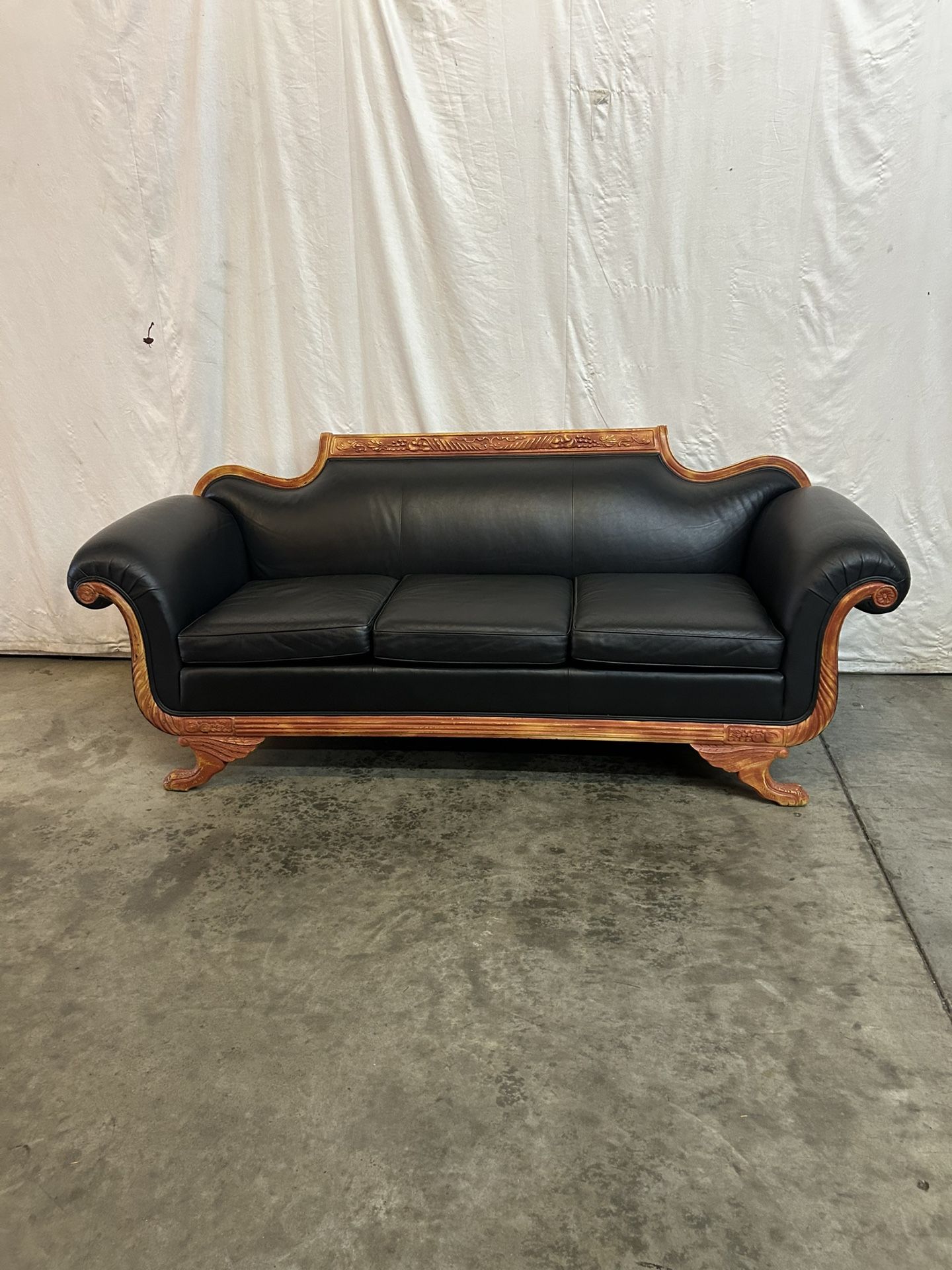 Black Leather Sofa  35” Height 88”length 36”width 