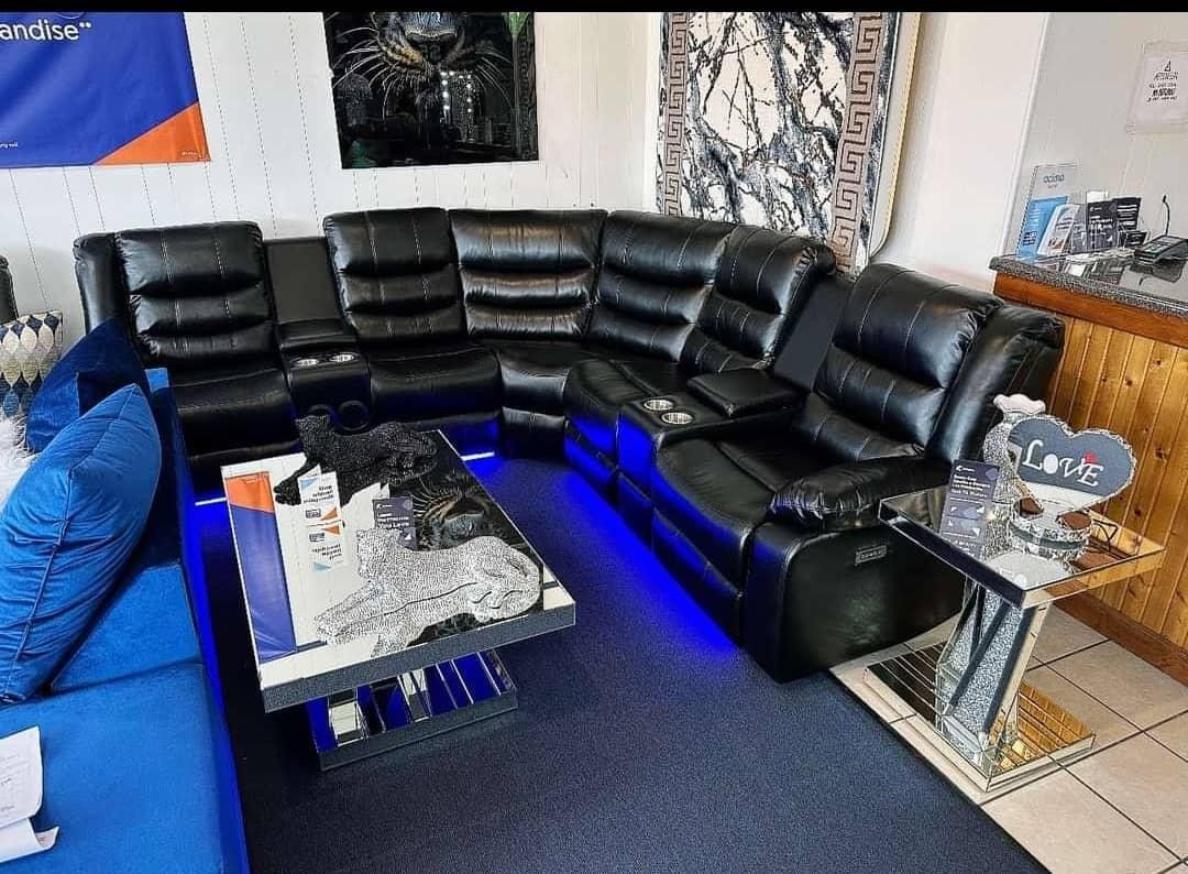 Sofa Grande Para 6 Personas , Negro, Financiamiento Disponible