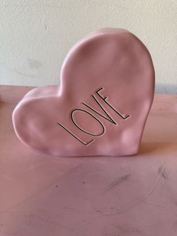 RAE DUNN PINK CERAMIC LOVE DECORATIVE HEART