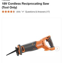 New Ridgid 18v Sawzall Tool Only 