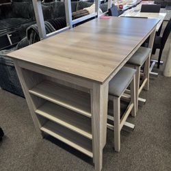 New Dining Set Counter Height Side Shelves & 4 Stools From $379 Now $279