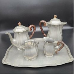 Coffee, Tea Set - Etain D'Art Titre Legal. Vintage - Made In France