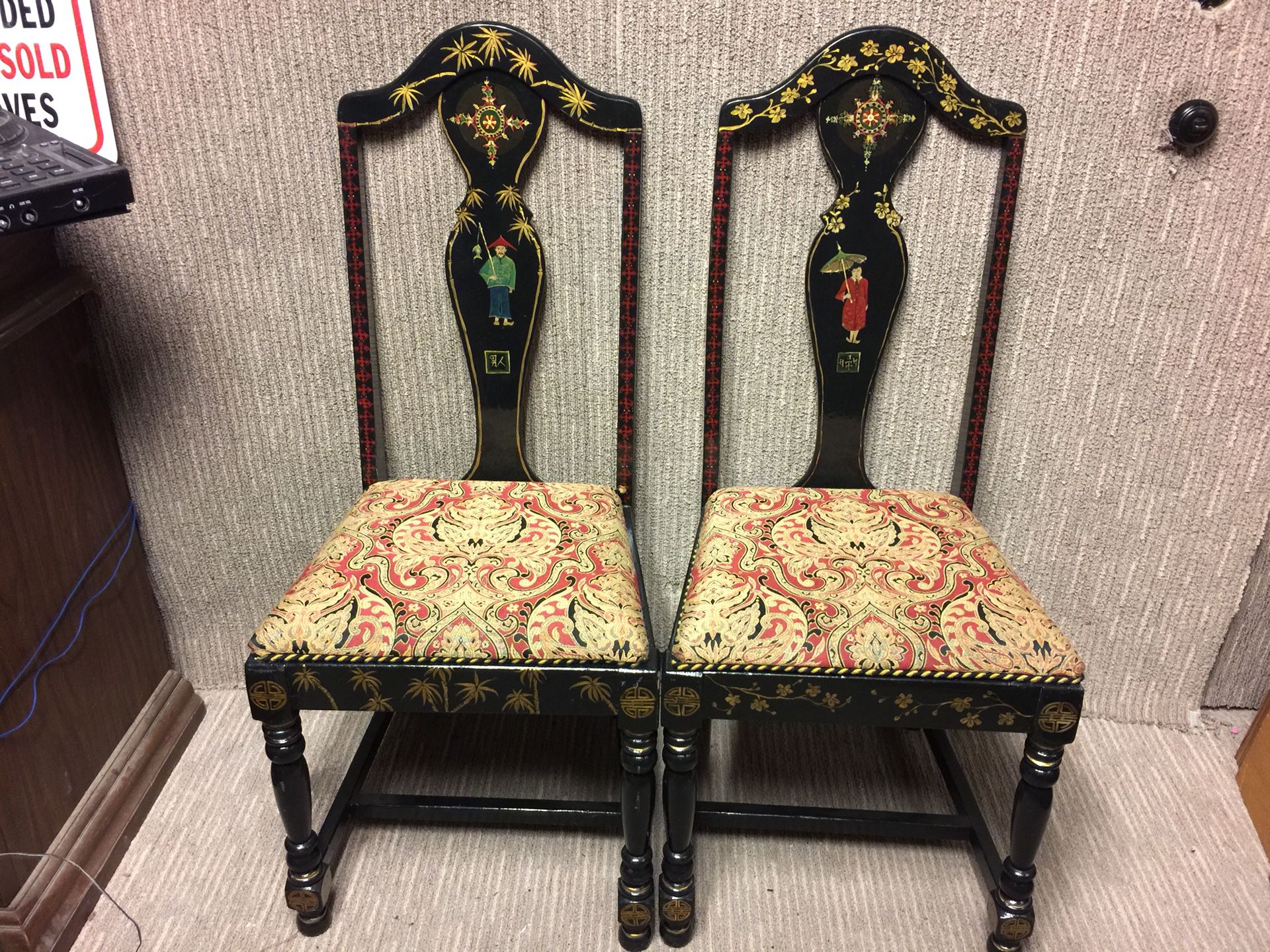 Hand painted Asian chairs
