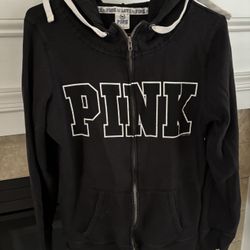 Pink Zippered Sweatshirt.  Green Size L. Black And Grey Size M