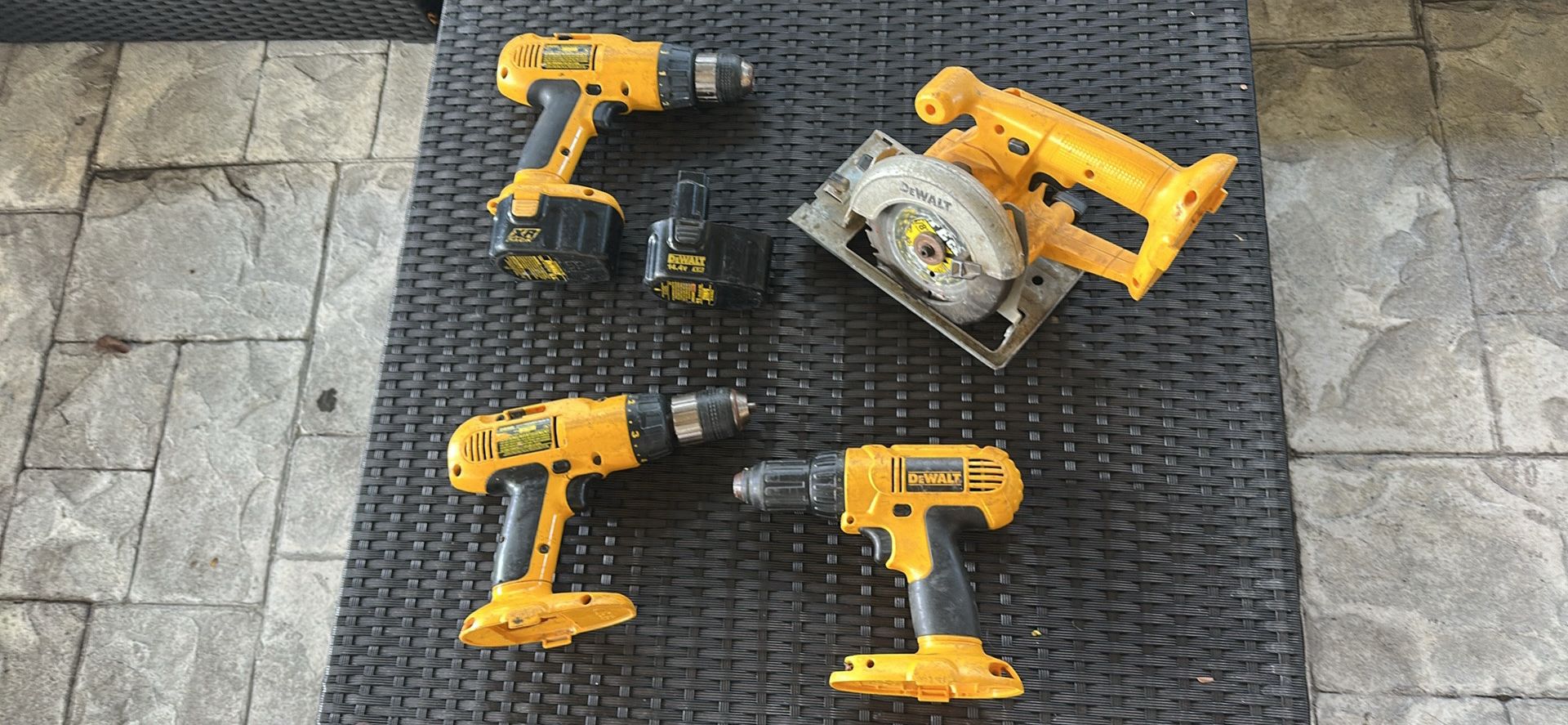 Four DeWalt Power Tools Adjustable Clutch Drivers , Trim Saw
