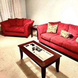 Couch and Love Seat & Two End Tables & One Coffee Table