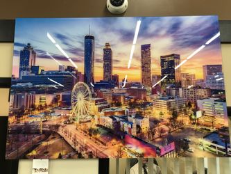 Tempered glass art with Foil Atlanta skyline