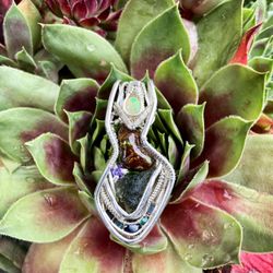 Sterling Silver Multi-Stone Wire Wrap Pendant