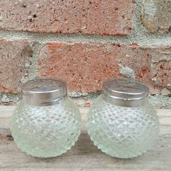 Vintage Grace Salt/Pepper Shakers/Metal Lids 