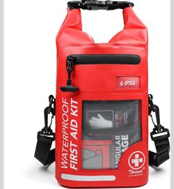 250 PCS Ipx6-Waterproof First Aid Kit, Roll Top Reflective Boat Safety Bag