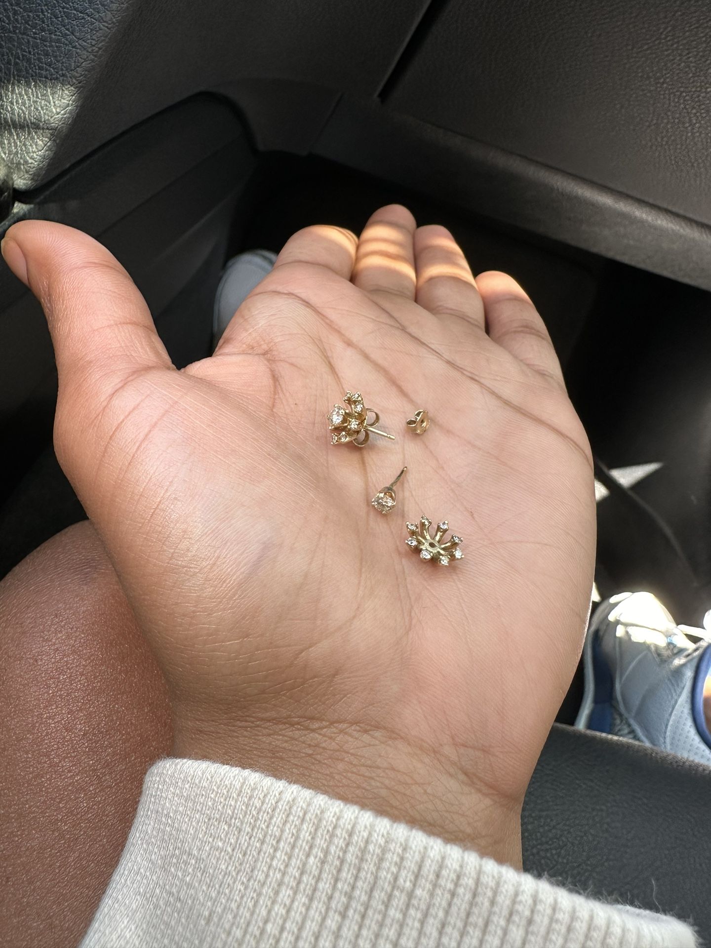 14k Gold Diamond 2 Piece Earrings