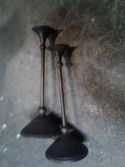 Set of 2 copper vintage candle holders