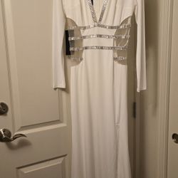 Beautiful V Neck Embellished Gown