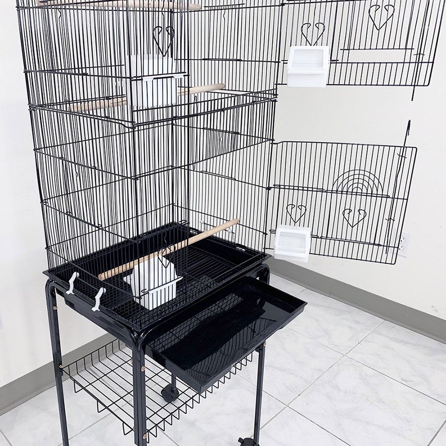 (NEW) $60 Bird Cage 60” Tall Standing Parrot Parakeet with Rolling Stand 18x14x60 Inches