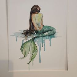 Mermaid by Rachel Byler, watercolor 8x10
