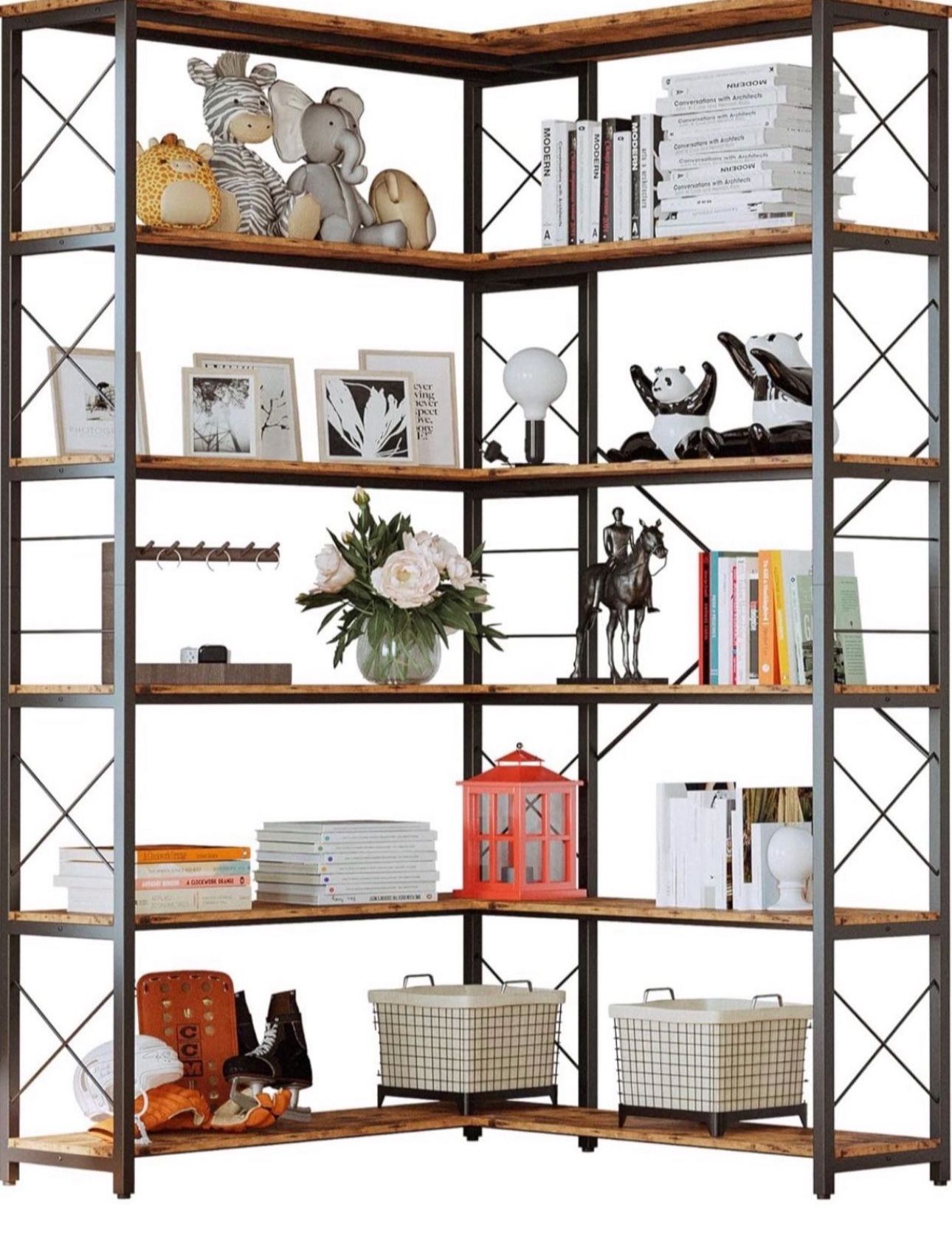 6-Shelf Corner Bookcase