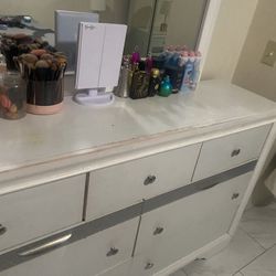 white vanity with one night stand 