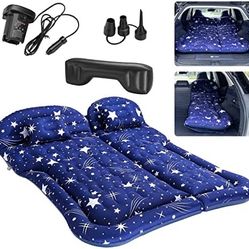 YEPLINS SUV Air Mattress Camping Bed Cushion Pillow, Inflatable Car Bed Mattress for SUV, 2 Person Sleeping Pad Car Camping (Starry Blue)