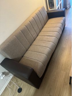 Convertible Sofa Bed Futon – Beige & Brown – Good Condition