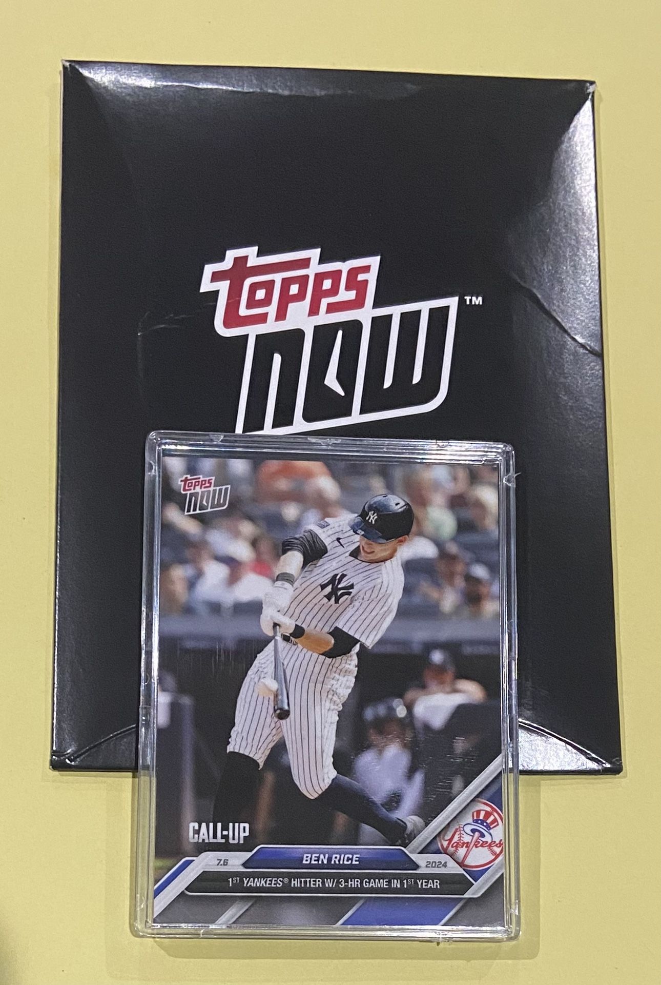BEN RICE Yankees 2024 Topps Now Call Up Card #388 w/ Case & Collectible Envelope