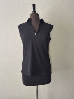 Nivo Nikki Black Golf Polo Shirt Womens Medium M 1/4 Zip Sleeveless Tank EUC