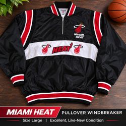 Miami Heat Pullover Windbreaker Jacket – Size Large – Like New!