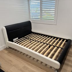 Black & White Leather Bed Frame