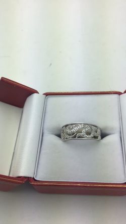 14k White Gold Diamond Fashion Ring Size 7