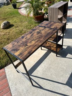 Industrial L-Shaped Desk with Storage Shelves