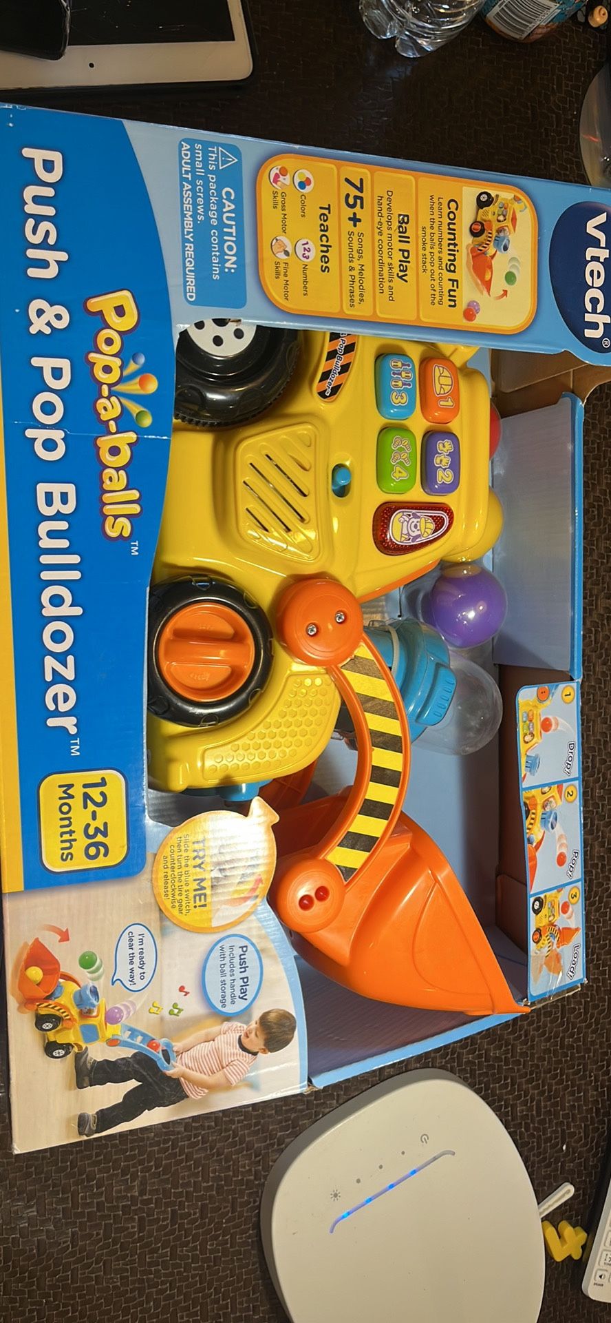 VTech Pop-a-Balls Push & Pop Bulldozer Yellow Pop Into Play And Have A Ball