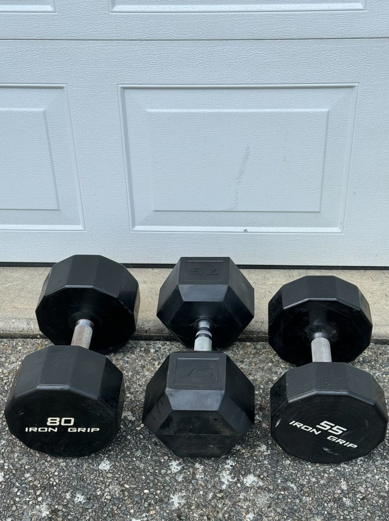 Single Dumbbells 55bls =$55, 75bls=$75 . 80bls=$85