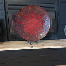 Big Red Decorated Plate
