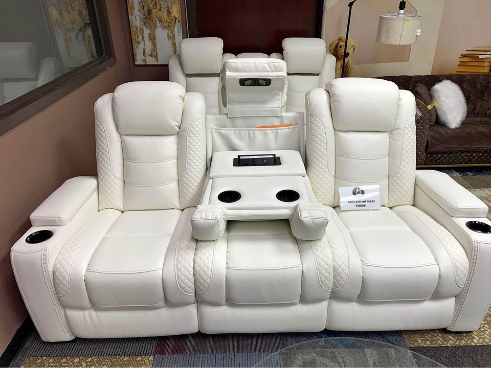 Leather Sofa Love Seat Power Electric Recliner