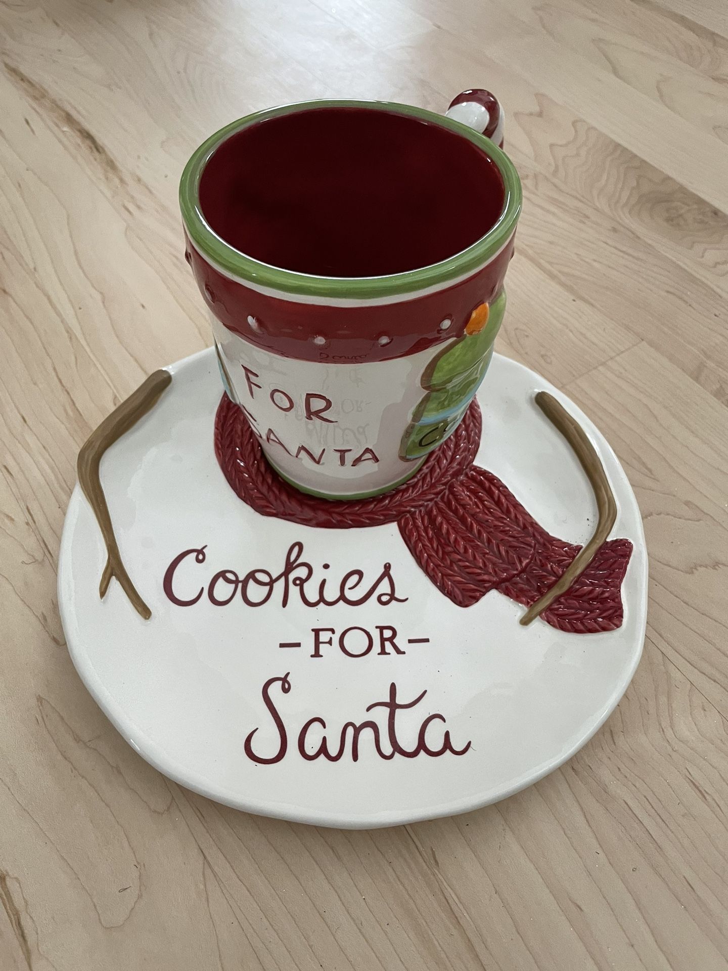 Santa Cookies And Milk Plate And Mug Set