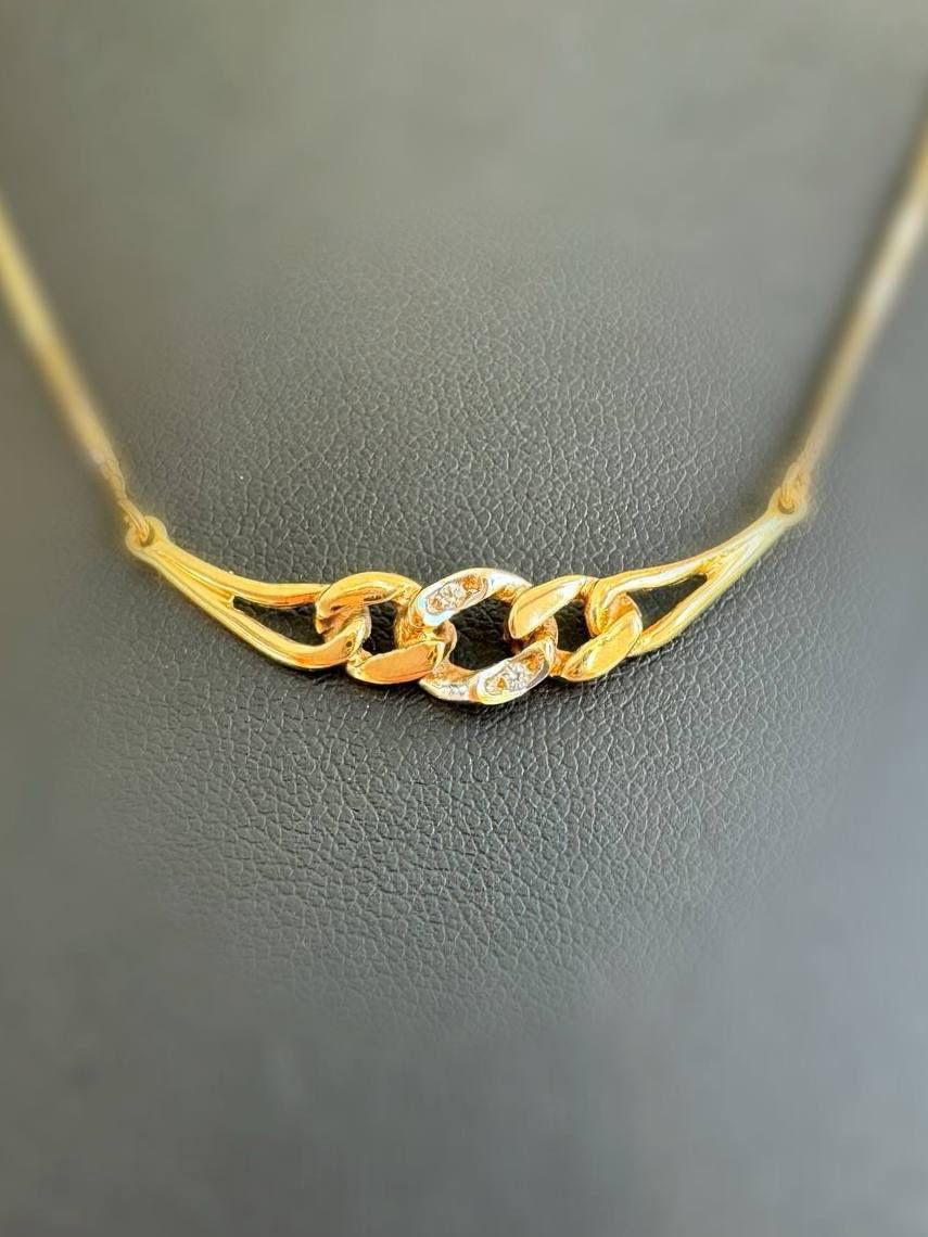 14k solid yellow gold CZ Cuban chain necklace 17”