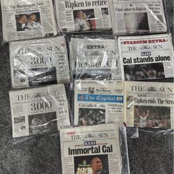 Cal Ripken Jr. Retirement & Milestone Newspapers – Baltimore Sun, Washington Post (Lot)