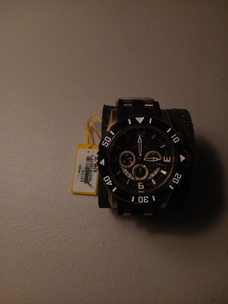 Invicta Men's Pro-Diver 23702 Black/Gold Tone 50MM Case Chronograph Watch W CASE