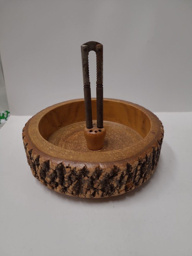 Antique Wood Nut Cracker Bowl