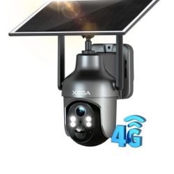 Xega 4G LTE Cellular Security Camera with Built-in Sim Card, Solar Powered Wireless Outdoor Security