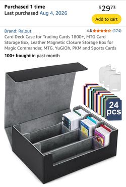 Ralout PU Leather Deck Case 1800+ Standard Cards, Magnetic, Dividers, 4 Slot