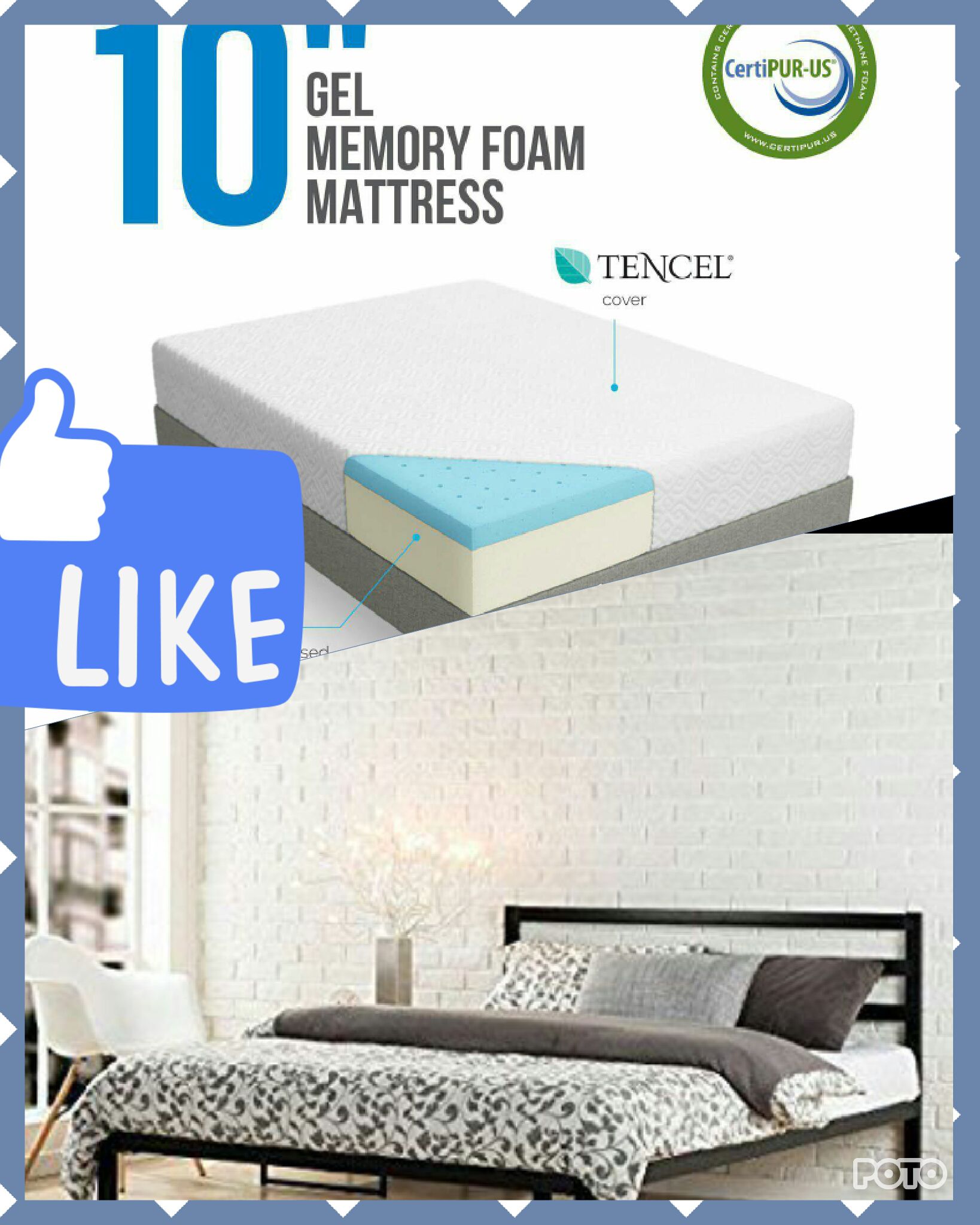 Queen 15" bed frame from Zinus with 10" lucid mattress