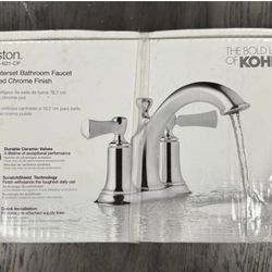 New KOHLER Elliston 4in Centerset 2-Handle Bathroom Faucet Polished Chrome